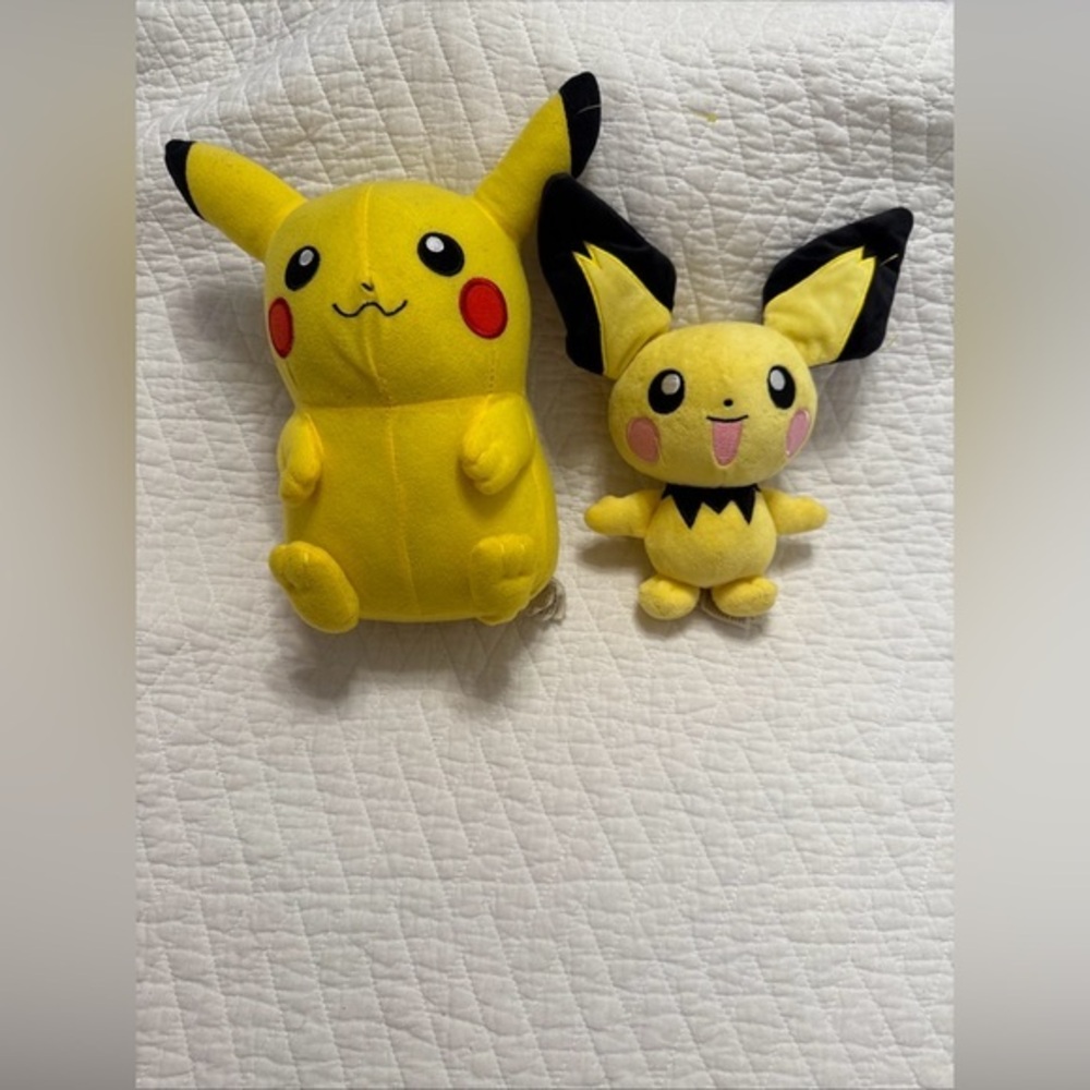 Pokemon Yellow and Black Stuffed Animals Pikachu and Pichu